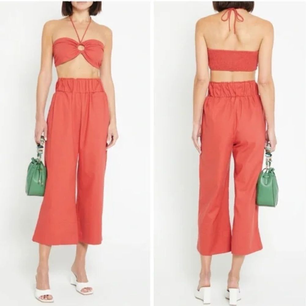 NWT KOURT Chrishell Linen-Blend Set M in Burnt Orange